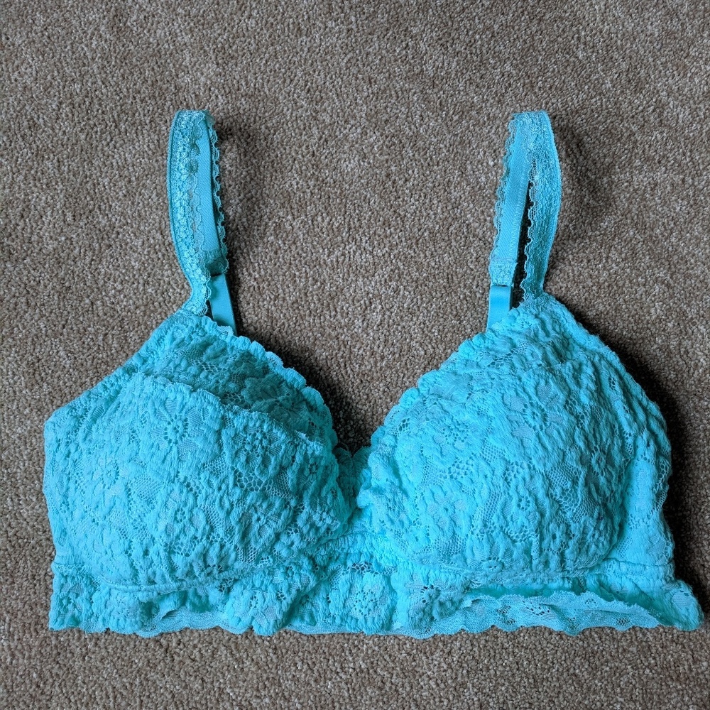 American Eagle Aerie Padded Blue Lace Bralette